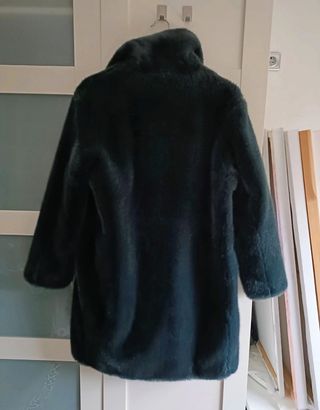 Abrigo Piel Sintética Azul Verdoso Mango Talla M