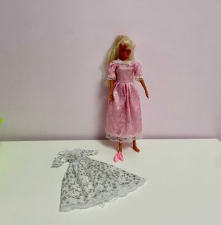 Vestido largo y zapatos para muñeca tipo Barbie