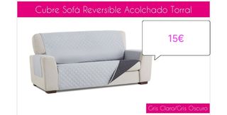 Funda sofá 3 plazas reversible gris