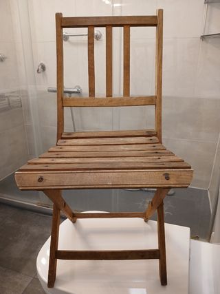 Silla plegable antigua de madera "AÑOS 1920-1930"