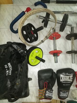 Lote Pesas y Accesorios Gimnasio