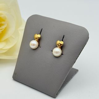 Pendientes Corazón Perla Oro 18kt