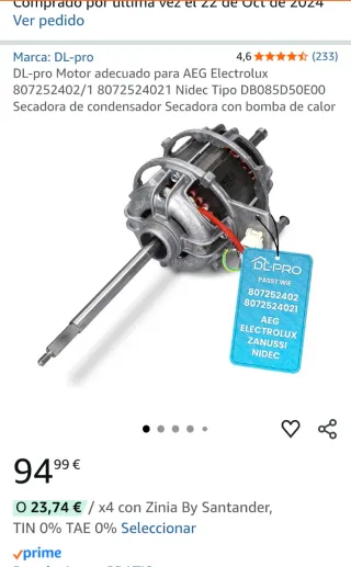 Secadora AEG serie 8000. Averiada.