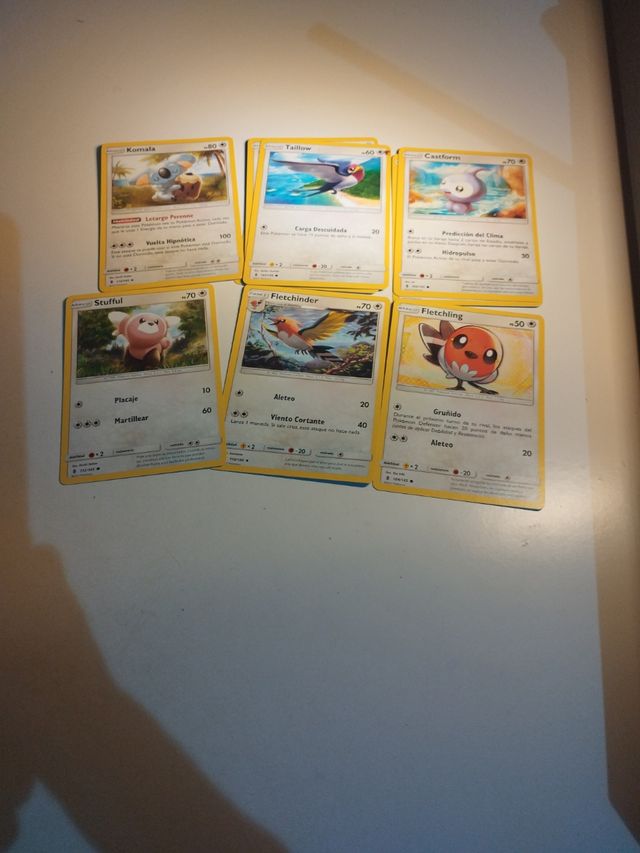 Lote Cartas Pokémon Komala, Taillow, Castform