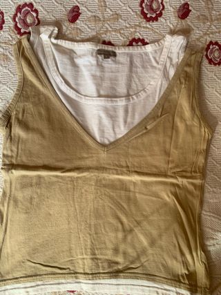 Camiseta efecto de dos beige talla S