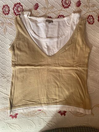 Camiseta efecto de dos beige talla S