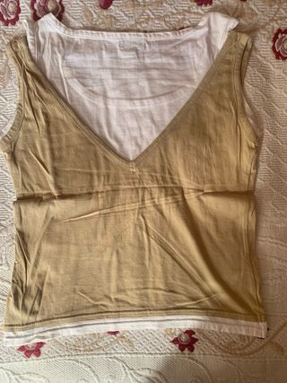 Camiseta efecto de dos beige talla S