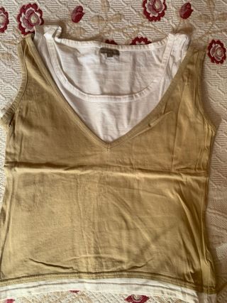 Camiseta efecto de dos beige talla S