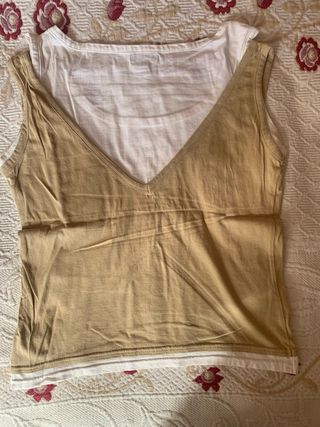 Camiseta efecto de dos beige talla S