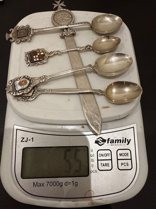 Lote 4 Cucharitas Plata con Escudos y abrecartas