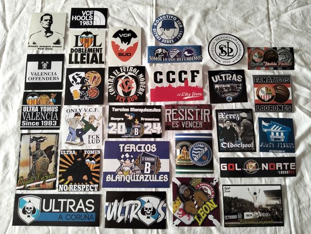 Lote 29 pegatinas grupos ultras futbol España 