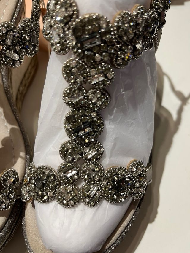 Sandali Alma en Pena beige e argento Nuevas