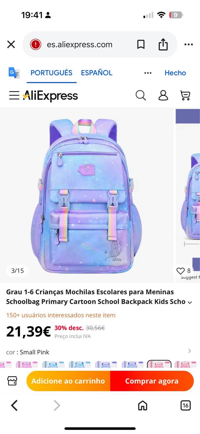 Mochila infantil multicolorida com estrelas