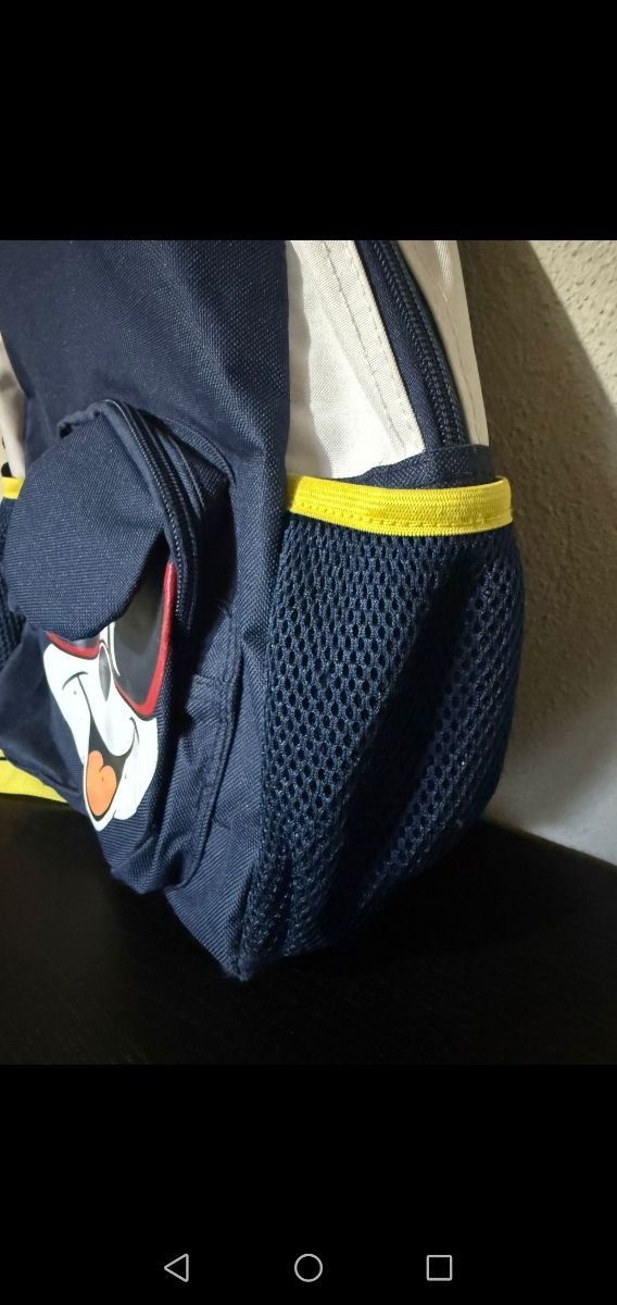 Mochila infantil Mickey Mouse azul e amarela