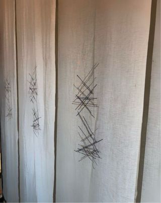 Tende a pannello giapponesi beige e grigie