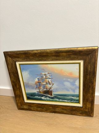 Cuadro Pintado a Mano Barco Velero