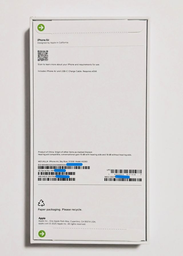 Apple iPhone 17 Air 512GB Nuevo Sellado Azul Cielo
