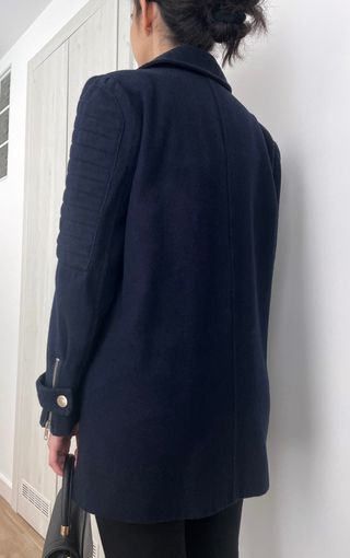 Abrigo 2YK de Lana Azul Estilo Biker || L (40) 