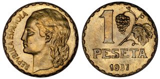Moneda 1 Peseta República Española 1937