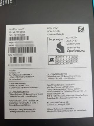 OnePlus Nord 4 16/512GB Nuevo y Precintado. 