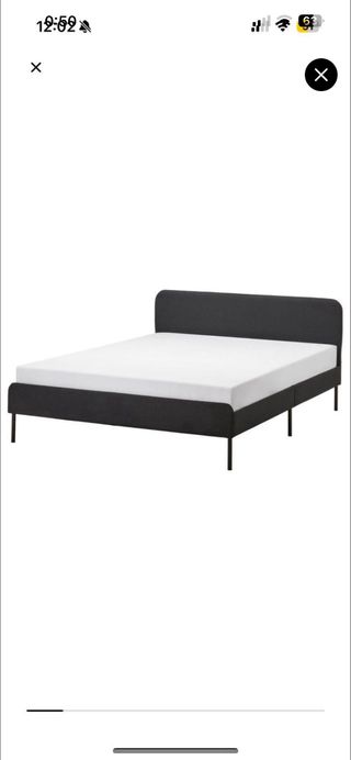Cama Ikea Negra Tela y Metal