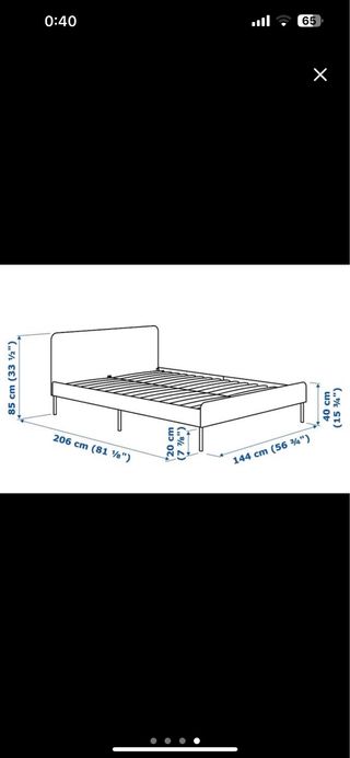 Cama Ikea Negra Tela y Metal