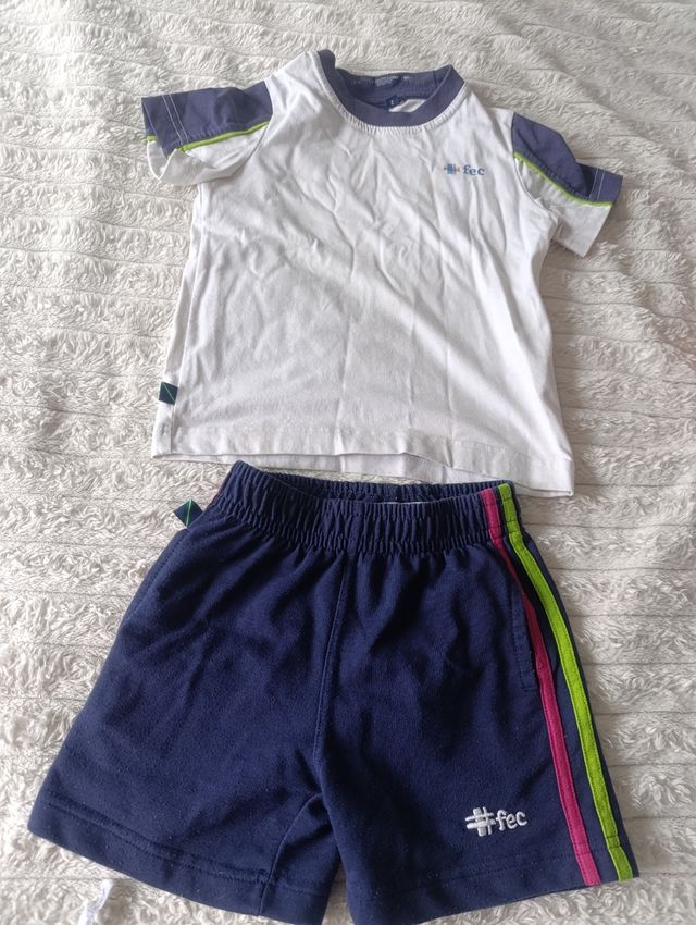Conjunto deportivo FEC blanco y azul talla 2