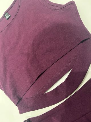 Conjunto top y falda short morado