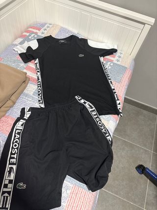 Conjunto Chándal Lacoste Negro y Blanco