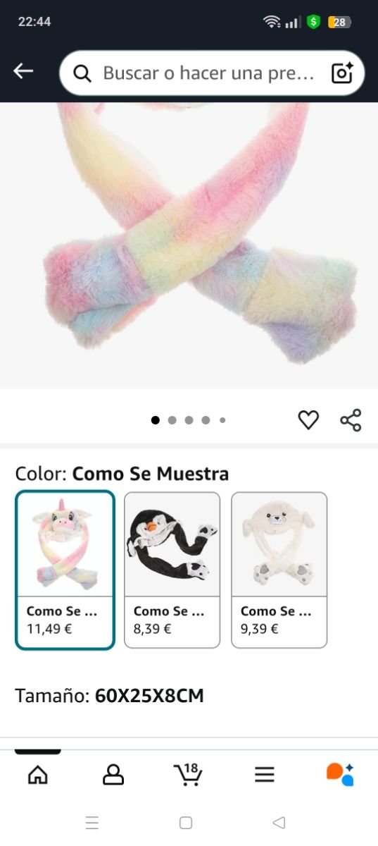 Gorro de unicornio arcoíris con orejas móviles