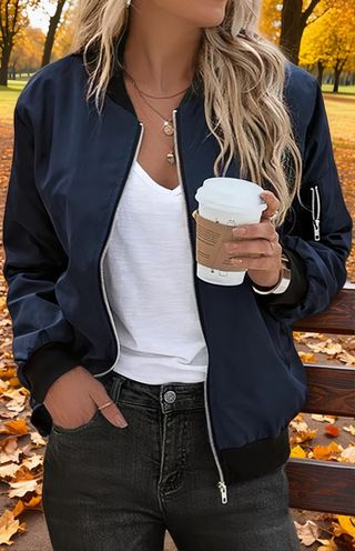 Chaqueta Bomber Zeagoo Azul Marino Talla M