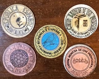 Lote 5 Monedas Cartón Segunda República Fantasia 