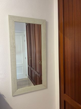 Espejo Madera Natural Blanco 118x59 cm