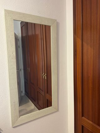 Espejo Madera Natural Blanco 118x59 cm