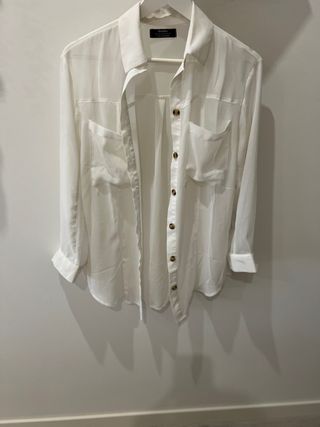 Camisa Bershka Blanca Fluida 