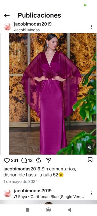 Vestido largo Jacobi Modas púrpura talla 52
