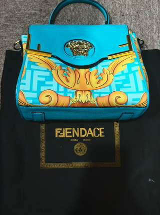 Borsa Versace x Fendi Baroque blu e oro