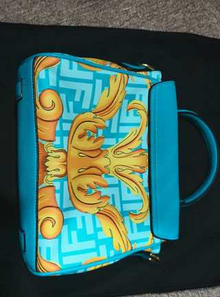 Borsa Versace x Fendi Baroque blu e oro