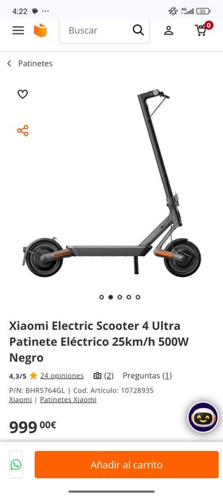 Xiaomi Electric Scooter 4 Ultra Patinete Eléctrico