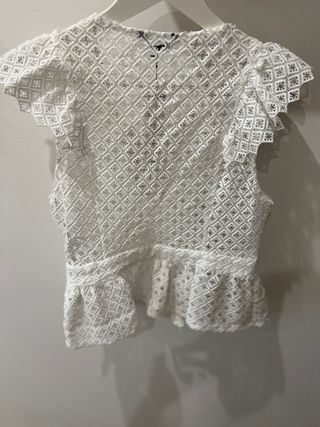 Blusa Zara Troquelada Blanca 