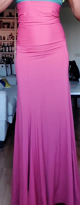 Falda larga rosa talla única
