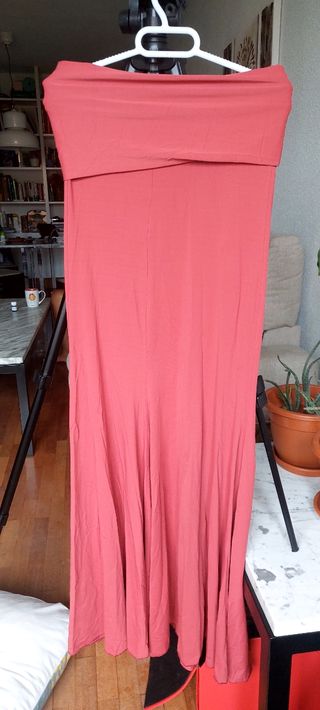 Falda larga rosa talla única