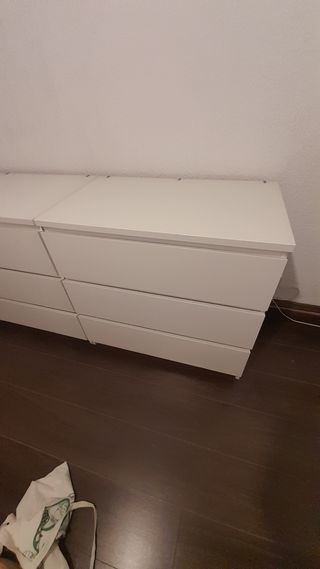2 Cajoneras Malm Ikea Blancas tablero de vidrio