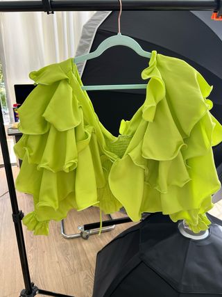 Blusa verde volantes maternidad talla única