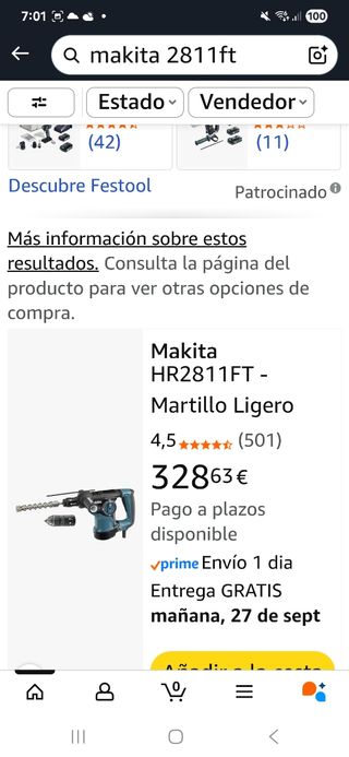 Martillo Makita HR2811FT SDS Plus 800W