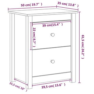 vidaXL Mesitas de noche 2 uds madera maciza