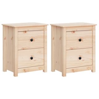 vidaXL Mesitas de noche 2 uds madera maciza