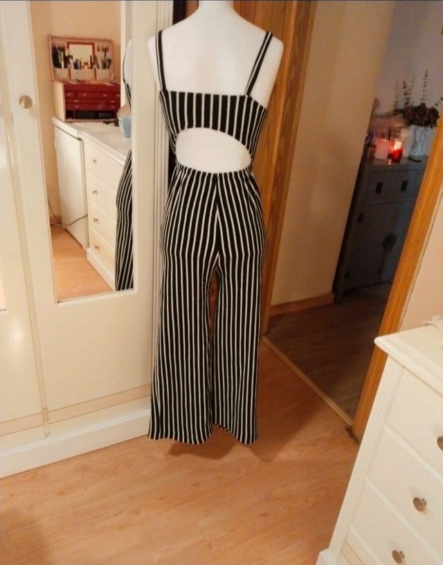 Mono largo rayas blanco y negro