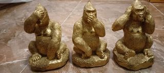 Figuras de Gorilas Dorados (3 unidades) 14cm