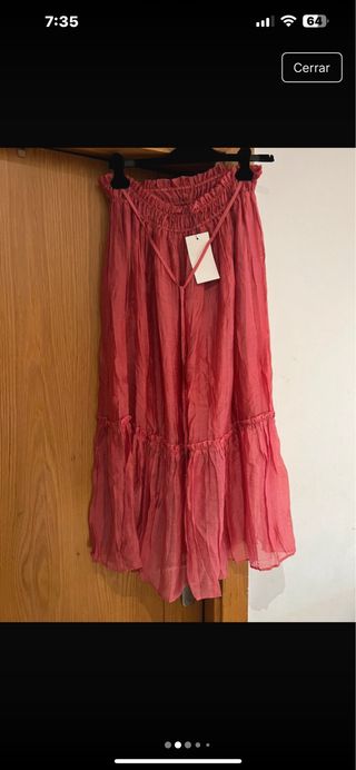 Falda larga Zara roja